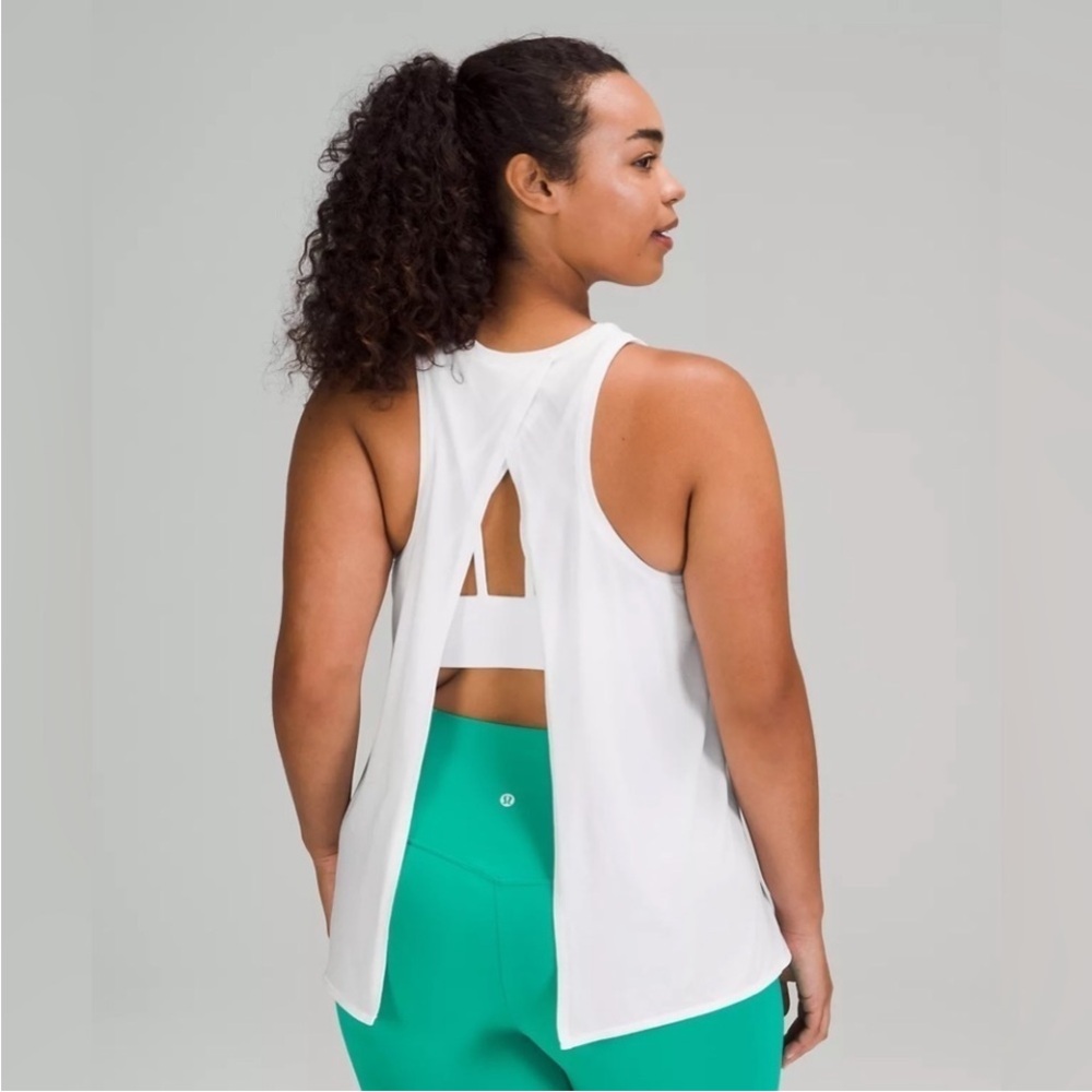 Lululemon All Tied Up Open Back Tank White Racerback Workout Yoga Athletic Top